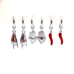 SET ORECCHINI PORTAFORTUNA SILVER IN ACCIAIO INOX