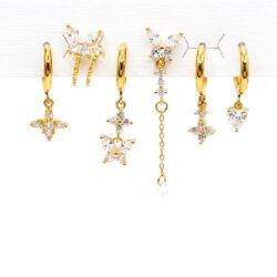 SET ORECCHINI FARFALLE GOLD IN ACCIAIO INOX